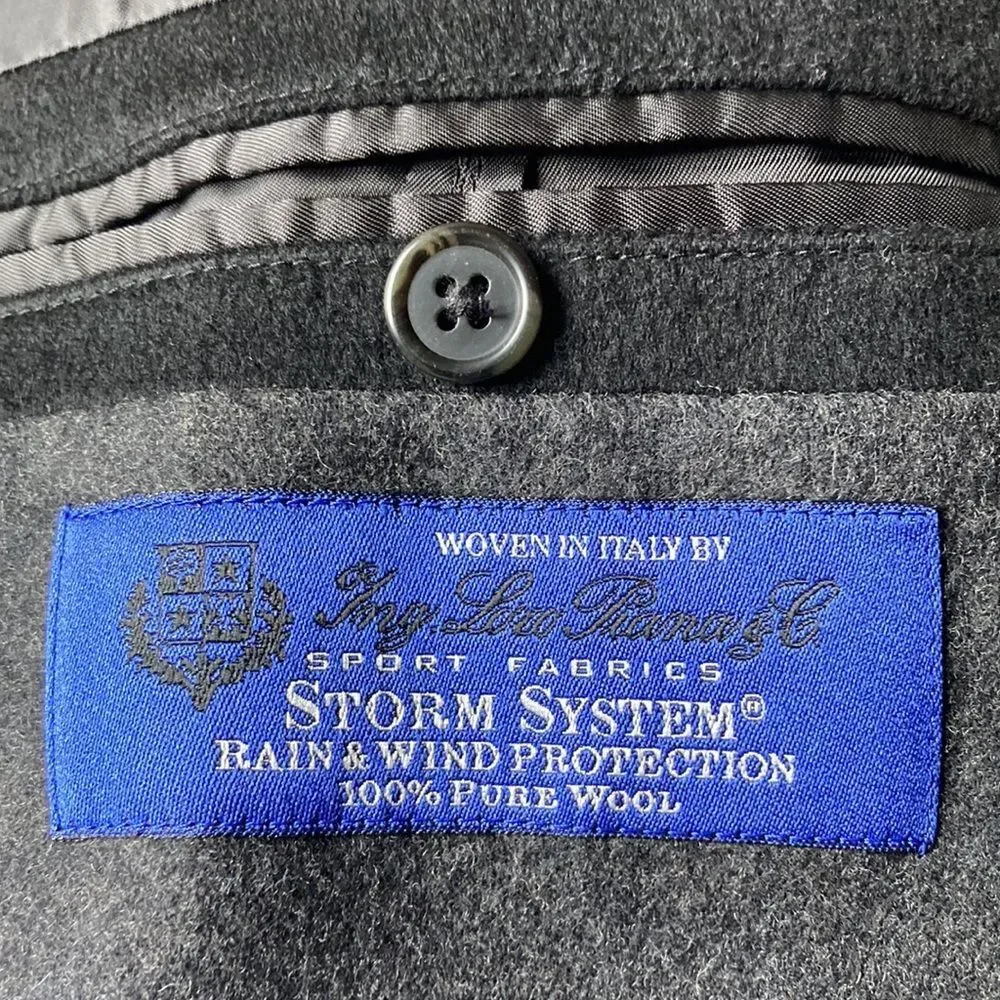 John W Nordstrom Black Loro Piana Storm System Wool 3/4 Top Coat Car Coat 46 XL